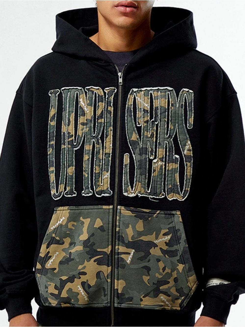 UPRISERS Black Camo Full Zip Hoodie